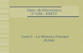Tema 6 – La Memoria Principal (RAM) · Tema 6 - La Memoria RAM 3 La Memoria RAM. Son circuitos de acceso muy rápidos a la información almacenada, del orden de 80 nseg a 10 nseg.