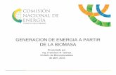 GENERACION DE ENERGIA A PARTIR DE LA BIOMASA - oas.org · Caldera de Biomasa de 800HP, para suministro de vapor para la pasteurizacion de la cerveza y lavado de botellas. • Consumo