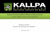 Bolsa Peruana: Bolsa Minera, Bolsa Junior - kallpasab.com · Junior I: Empresas mineras. constituidas en el Perú. en fase de exploración o explotación una vida estimada menor a