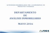 DEPARTAMENTO DE ANÁLISIS INMOBILIARIO MAYO 2016 de la... · Proyectos en Trámite: 43 (con 5,034 Unidades habitacionales) Proyectos Presentados: -Portal de San Isidro III, Villas