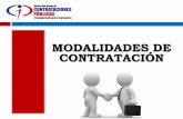 MODALIDADES DE CONTRATACIÓN · La entidad contratante incluirá dentro de la licitación una etapa de precalificación, ... modalidades de contratación. ! Añadir a los talleres