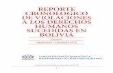 REPORTE CRONOLOGICO DE VIOLACIONES A LOS DERECHOS HUMANOS SUCEDIDAS EN BOLIVIA · 2018-07-10 · Presentación La Fundación Nueva Democracia tiene el agrado de presentar el segundo