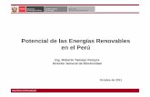 Potencial de las Energías Renovables en el Perú · El potencial eólico en el Perú lamentablemente no está plenamente estudiado. En los lugares de mayor proyección, ELECTROPERU