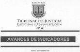 AVANCES DE INDICADORES · avances de indicadores enero - septiembre 2009. organismo pÚblico: 301 02 tribunal de justicia electoral y administrativa gobierno constitucional del estado