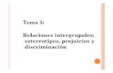 Tema 5: Relaciones intergrupales: estereotipos, prejuicios ...yProceso de Percepción del ambiente social. yF ilit l R l i S i lFacilitan las Relaciones Sociales. yImpresiones (a menudo)