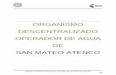 ORGANISMO DESCENTRALIZADO OPERADOR DE …El organismo descentralizado operador de agua de San Mateo Atenco se crea a través del decreto número 84, publicado el 30 de abril de 1992.