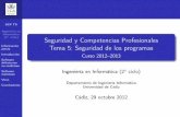 Seguridad y Competencias Profesionales Tema 5: Seguridad de … · 2012-10-29 · SCPT5 Ingenier´ıaen Informática (2 ciclo) Información previa Introducción Software defectuoso