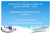 Presentación de PowerPoint · Presentación final del simulador de negocios SIMDEF –Nivel 1 UNIVERSIDAD SAN IGNACIO DE LOYOLA Carrera de Marketing Facultad de Ciencias Empresariales.