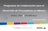 Programas de Colaboración para el Desarrollo de …(APQP& PPAP, FMEA, MSA, SPC) de AIAG • AIAG CD Core Tools Forms • Manuales en español de AIAG: APQP, PPAP, FMEA, MSA, and SPC