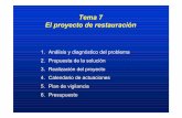 Tema 7 El proyecto de restauración - UAH de clase/Diapos T7.pdf · Plan de vigilancia 6. Presupuesto Tema 7- El proyecto de restauración. 2. Propuesta de la solución ¿A qué se