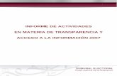 De conformidad con lo establecido en los artículos 39, 61 ...inicio.ifai.org.mx/Informes 2007/TRIFE Informe de Transparencia 2007.pdf · de que se han recibido solicitudes de los