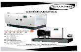 GENERADORES - Evans · marca del motor potencia del motor (kw) potencia del motor (hp) desplazmiento tipo de motor cap. tanque de combustible aceite recomendado capacidad de aceite