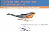 Lista de Aves de - Unión de Ornitólogos de Costa Ricauniondeornitologos.com/wp-content/uploads/2018/08/Lista-de-Aves-de... · para las aves de Costa Rica, así como su distribución