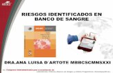 RIESGOS IDENTIFICADOS EN BANCO DE SANGRE...• Colección de sangre de donadores voluntarios regulares de grupos de donadores de bajo riesgo. • Estudios de la sangre para HIV, HVB,HVC,