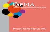 Directorio Grupos Musicales 2019 · Artes Escénicas y Musicales, y, desde octubre 2013, de FEVIS Europe. En este directorio se encuentra una parte muy importante de los grupos españoles