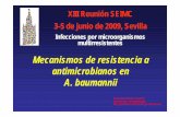 Mecanismos de resistencia a antimicrobianos en A. baumannii · Aminopenicilinas Cefalosporinas 1G. Cefalosporinas 2G. Cloranfenicol Trimetoprim Eritromicina. Permeabilidad de la membrana