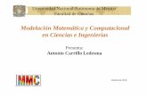 Modelación Matemática y Computacional en Ciencias e ...mmc2.geofisica.unam.mx/cursos/edp/ModelacionMatematicaYComputacional… · en Ciencias e Ingenierías Presenta: Antonio Carrillo