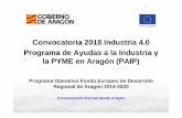 Convocatoria 2018 Industria 4.0 Programa de Ayudas a la ...€¦ · el 24.04.18 y es la segunda del Programa de Ayudas a la Industria y la PYME en Aragón (PAIP). ORDEN EIE/1220/2016,