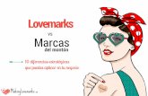 vs Lovemarks Marcas · 2017-06-08 · Lo mismo ocurre con las marcas: si no hay engagement, tus clientes se irán al mejor postor de tu competencia. Es decir, ... batalla que nunca