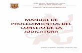 MANUAL DE PROCEDIMIENTOS DEL CONSEJO DE LA JUDICATURA · 2012-05-11 · Interna en el día y hora señalada, acompañado de abogado, persona de su confianza o por representante sindical