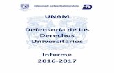 UNAM Defensoría de los Derechos Universitarios Informe 2016 … · 2019-07-30 · El 21 de abril - Facultad de Medicina Veterinaria y Zootecnia, 6. El 21 de abril ... la Defensoría