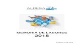 MEMORIA DE LABORES 2018 - aldesalogistica.com · Finalmente, en temas de fortalecimiento interno deseo referirme a las mejoras que realizamos en nuestras aplicaciones informáticas,