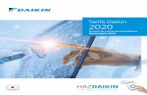 Tarifa Daikin 2020...UNIDADES INTERIORES DE CONDUCTOS ALTA PRESIÓN FDA125A Caudal de aire Refrigeración (A/B) m3/min 39 / 28 Calefacción 39 / 28 Presión estática disponible Máx.