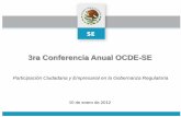 3ra Conferencia Anual OCDE-SE€¦ · Agenda Multinivel (Gobiernos Federal, Estatales y Municipales) • Metodología y herramientas diseñados por la OCDE para impulsar la mejora