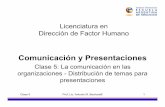 Licenciatura en Dirección de Factor Humano · 2010-08-13 · Clase 5 Prof. Lic. Antonio M. Bechara© 5 Redes formales/informales Las redes de comunicación definen los canales por