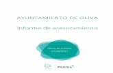 Informe de inspección - Oliva · El Ayuntamiento de Oliva solicita a Iproma la elaboración de un informe de asesoramiento de resultados analíticos correspondiente a una muestra