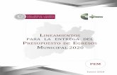 LINEAMIENTOS PARA LA ENTREGA DEL P E M 2020 · Órgano Superior de Fiscalización del Estado de México Auditoría Especial de Informes Mensuales, Planeación e Investigación Dirección