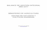 Balance de gestión integral 2017 - Odepa€¦ · Asimismo, para potenciar la productividad y la competitividad de la agricultura, se destacan las acciones logradas desde la articulación