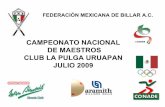 CAMPEONATO NACIONAL DE MAESTROS CLUB LA PULGA … · campeonato nacional de maestros club la pulga uruapan julio 2009 federaciÓn mexicana de billar a.c.