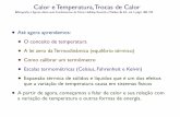 Calor e Temperatura, Trocas de CalorQ = mcT (J ) Calor especíﬁco molar (c’) A capacidade térmica pelo número de mols é chamada de calor especíﬁco molar: c0 = C n = mc n