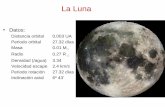 La Luna - UM · La Luna • Datos: Distancia orbital 0.003 UA Periodo orbital 27.32 días Masa 0.01 M⊕ Radio 0.27 R ⊕ Densidad (/agua) 3.34 Velocidad escape 2.4 km/s Periodo rotación