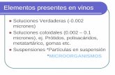 Elementos presentes en vinosconsejodeenologos.com.ar/panel/upload/contenidos/... · Elementos presentes en vinos Soluciones Verdaderas (-0.002 micrones) Soluciones coloidales (0.002