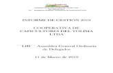 INFORME DE GESTIÓN 2019 COOPERATIVA DE CAFICULTORES …cafitolima.com/assets/01-inf-gestion-consejo-de-admon-y... · 2019-03-28 · cooperativa de caficultores del tolima ltda. nit: