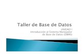 Taller de Base de Datos - itz.edu.mxmapaches.itz.edu.mx/~mbarajas/tallerBD/Unidad1.pdf · `Crear y organizar la Base de datos: se refiere a establecer y mantener las trayectorias