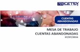 MESA DE TRABAJO - portal.icetex.gov.co · más tardar el 19 de julio, con saldos de cuentas abandonadas con corte del 15 de julio de 2016. • El ICETEX solamente dará cumplimiento