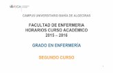 FACULTAD DE ENFERMERIA HORARIOS CURSO ACADÉMICO … · 2015-06-11 · FACULTAD DE ENFERMERIA HORARIOS CURSO ACADÉMICO 2015 – 2016 GRADO EN ENFERMERÍA SEGUNDO CURSO . 2 GRADO