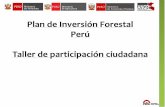 Plan de Inversión Forestal Perú Taller de participación ...€¦ · (CTF) US 4.8 MM Fondo Estratégico del Clima (SCF) US 2.2 MM Fondos de Inversión Climática (US$ 7 Mil Millones)