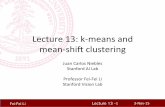 Lecture’13:’k,means’and’’ mean,shi4’clustering’vision.stanford.edu/teaching/cs131_fall1516/lectures/... · 2015-11-03 · Fei-Fei Li Lecture 13 - Lecture’13:’k,means’and’’