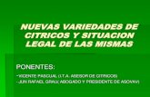 NUEVAS VARIEDADES DE CITRICOS Y SITUACION LEGAL DE LAS …catedrafmc.upct.es/images/actividades/Ijornada/Com... · nuevas variedades de citricos y situacion legal de las mismas ponentes: