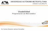 Usabilidad - Universidad Autónoma Metropolitanaccd.cua.uam.mx/.../WebEstatico_10_Usabilidad.pdf · Pruebas de usabilidad: – Permiten revisar la forma en que un sitio web es percibido