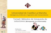 Universidad de Castilla-La Mancha - Tema 3A - Busquedas v1.2.… · Búsqueda no informada resolvente-problemas: –Deciden que hacer para encontrar secuencias de acciones que conduzcan