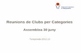 Reunions de Clubs per Categories...pel Comitè Esportiu per al Pla de Competicions de la propera temporada 2012-2013 i aprovades en les corresponents reunions de Clubs. •Disposicions