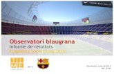 Observatori blaugrana · 2015-06-19 · Observatori blaugrana Informe de resultats Enquesta socis [maig 2015] Barcelona, juny de 2015 Ref. 2530 per a