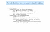 Tema 5. Catálisis Heterogénea y Cinética Electródica · 2020-04-17 · Tema 5. Catálisis Heterogénea y Cinética Electródica 1.-Introducción 2.-Características de los fenómenos