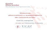 Guía Docente - UCAVILA · 1.5. Definición de Sistemas Alternativos y/o Aumentativos de comunicación. 1.6. Objetivos de la comunicación alternativa y/o aumentativa. 1.7. Clasificación