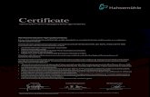 Certificate - Hahnemühle...Certificate Hahnemühle FineArt Inkjet papers & their age resistance Certificate Quality Management i.V. Dr. Barbara Born Mill Management ppa. Stefan Müller,